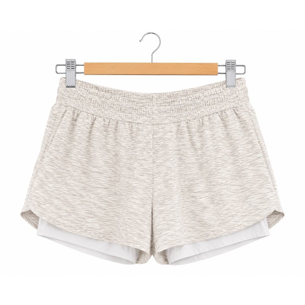 DSG Tan Beige Running Shorts Medium Athletic Lined Workout Gym Activewear